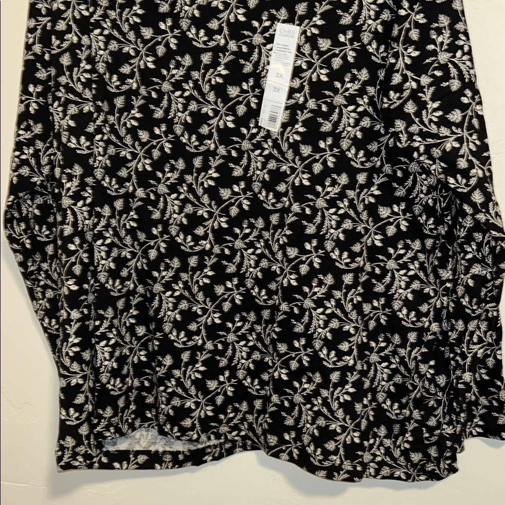 Croft & Barrow 3X The Classic Long Sleeve Crewneck Cotton Leaf Pattern Tee - Picture 7 of 16